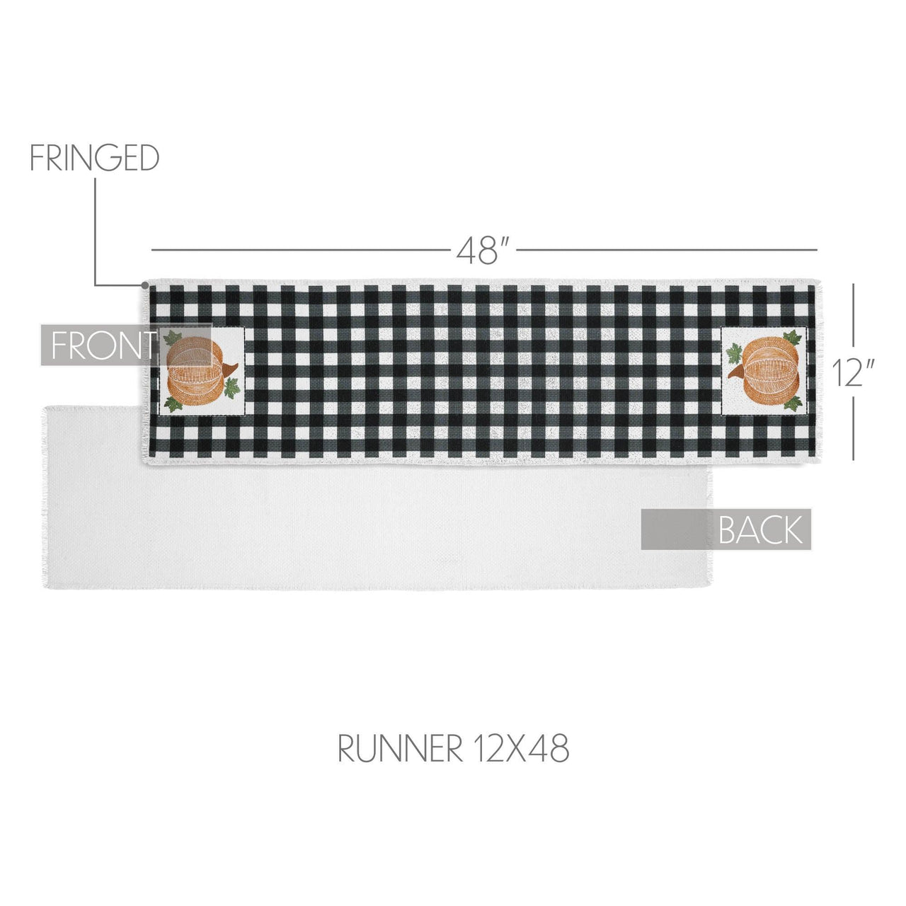 Annie Black Check Pumpkin Runner 12x48 - The Fox Decor