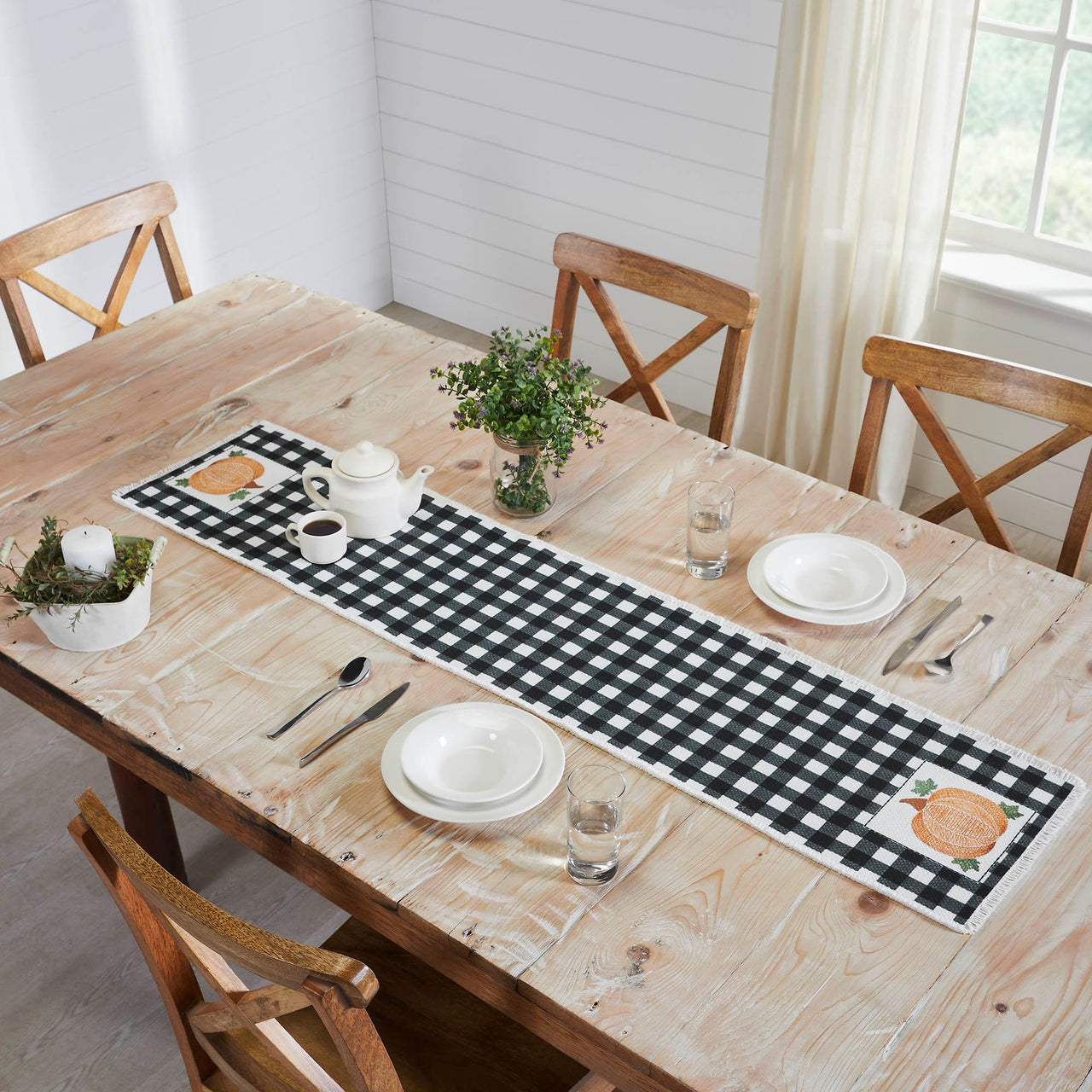 Annie Black Check Pumpkin Runner 12x60 - The Fox Decor