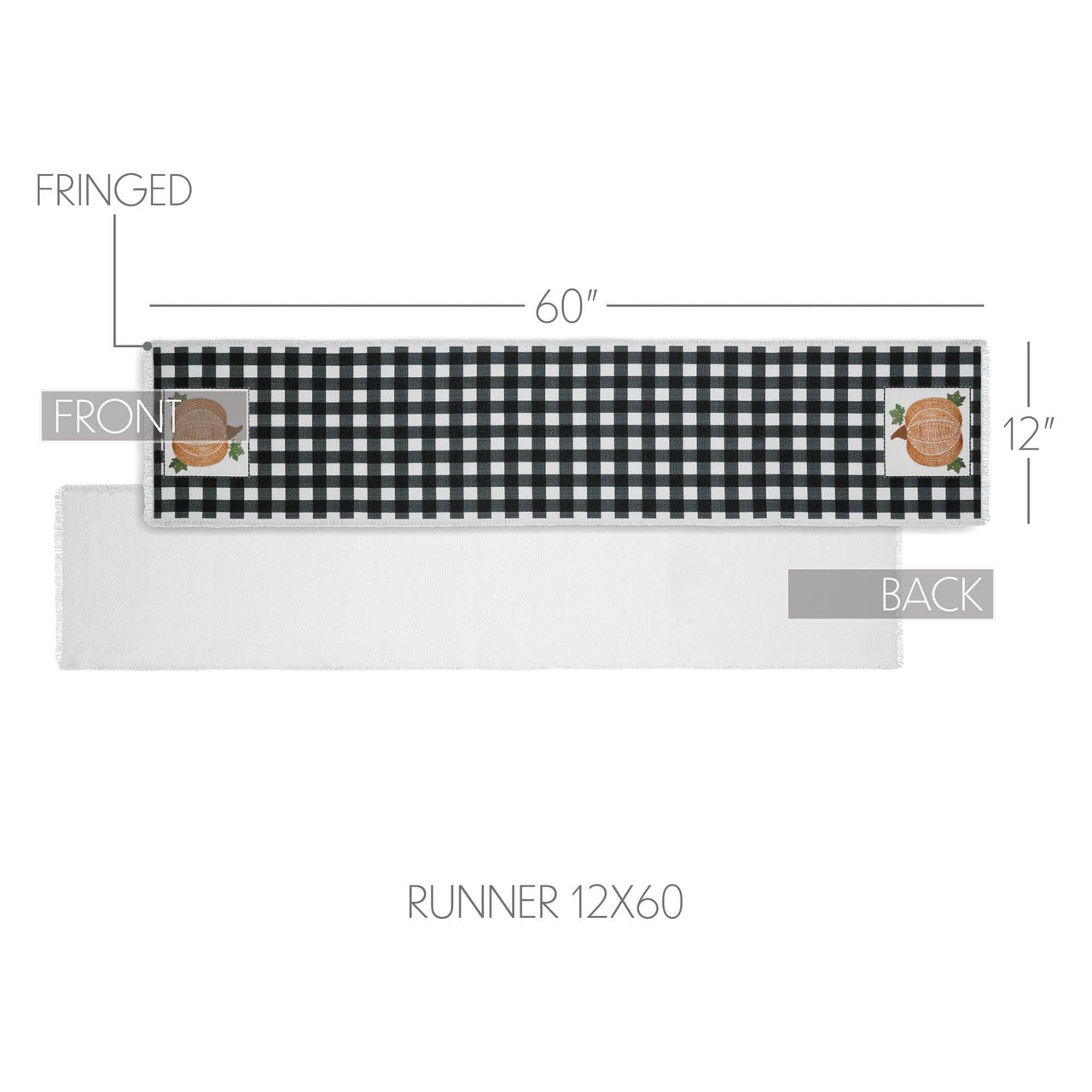 Annie Black Check Pumpkin Runner 12x60 - The Fox Decor