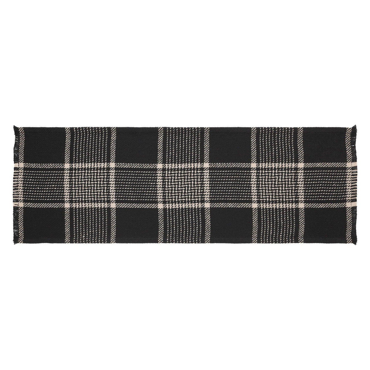 Eston Black Tan Plaid Runner 12x36 - The Fox Decor