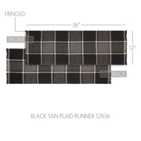 Thumbnail for Eston Black Tan Plaid Runner 12x36 - The Fox Decor