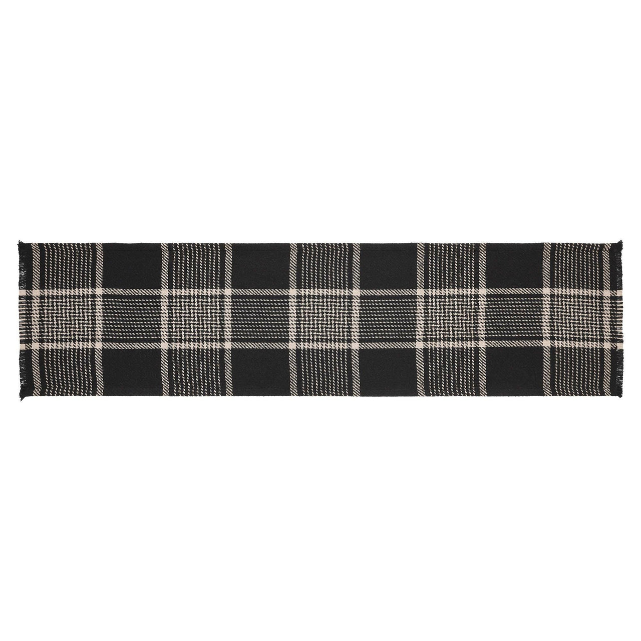 Eston Black Tan Plaid Runner 12x48 - The Fox Decor