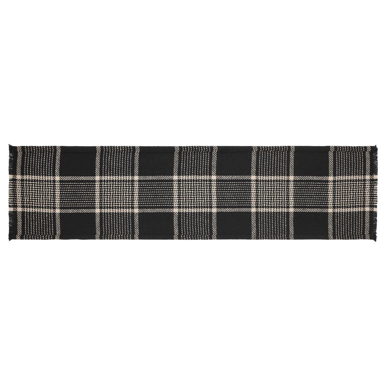Eston Black Tan Plaid Runner 12x48 - The Fox Decor