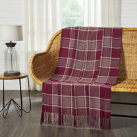 Thumbnail for Eston Burgundy Tan Plaid Throw 50