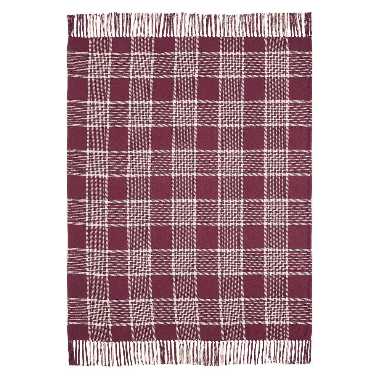 Eston Burgundy Tan Plaid Throw 50"x60" VHC Brands