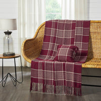 Thumbnail for Eston Burgundy Tan Plaid Throw 50