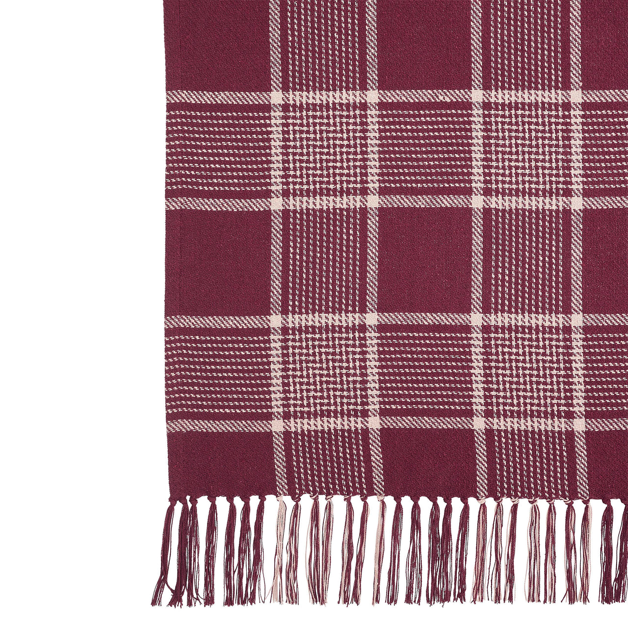 Eston Burgundy Tan Plaid Throw 50"x60" VHC Brands