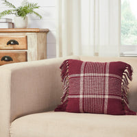 Eston Burgundy Tan Plaid Pillow 12x12 - The Fox Decor