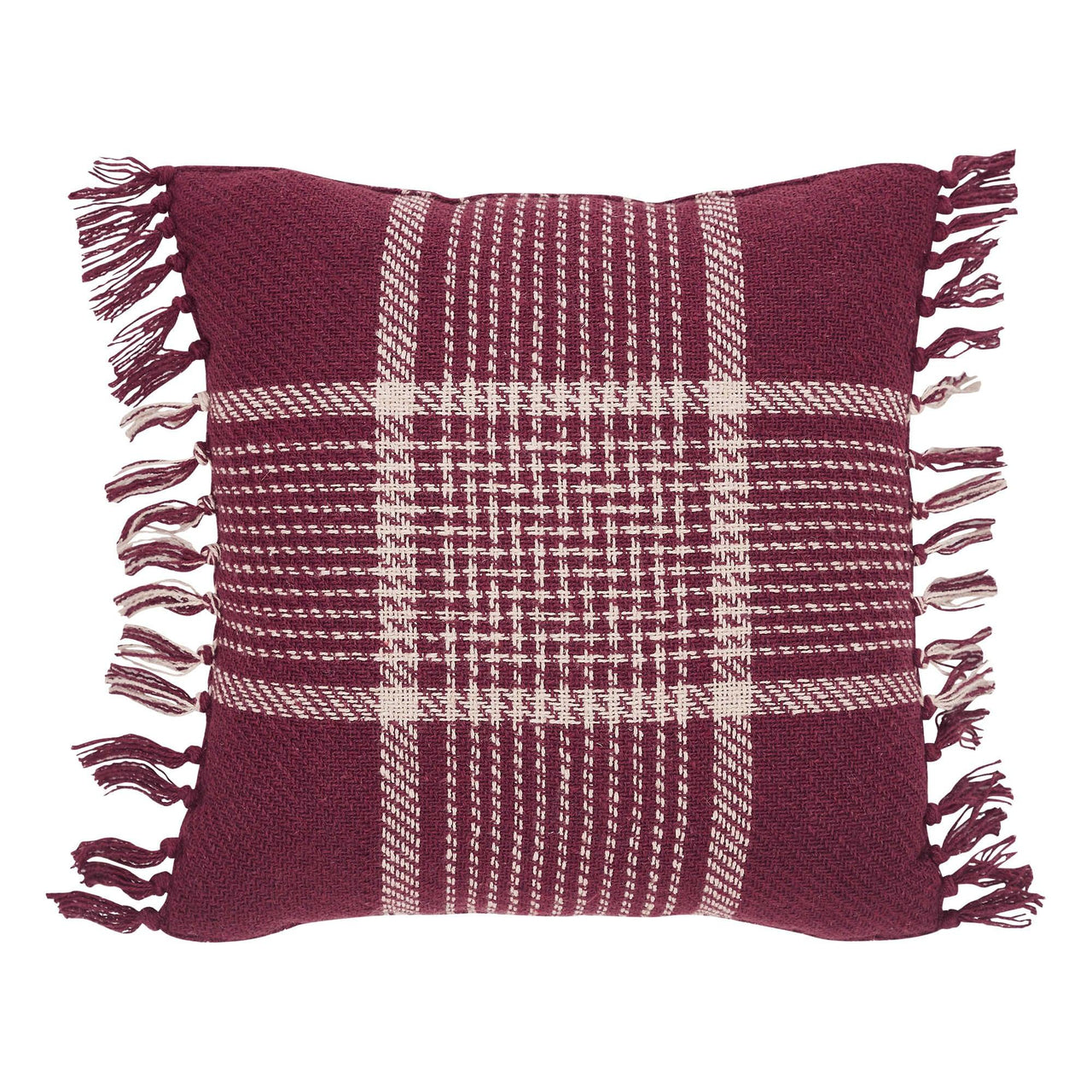 Eston Burgundy Tan Plaid Pillow 12x12 - The Fox Decor