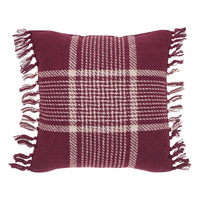 Eston Burgundy Tan Plaid Pillow 12x12 - The Fox Decor