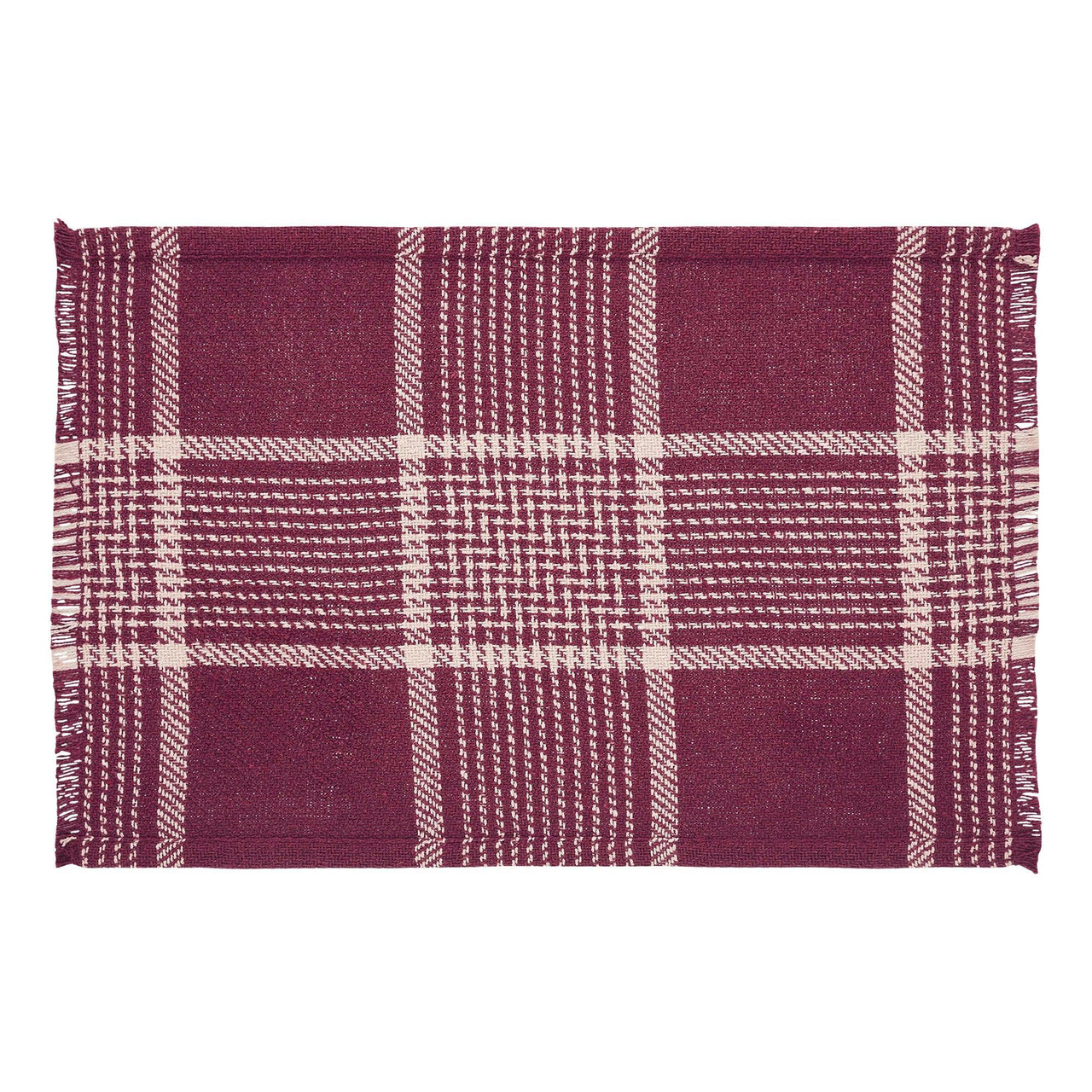 Eston Burgundy Tan Plaid Placemat Set of 2 13x19 - The Fox Decor