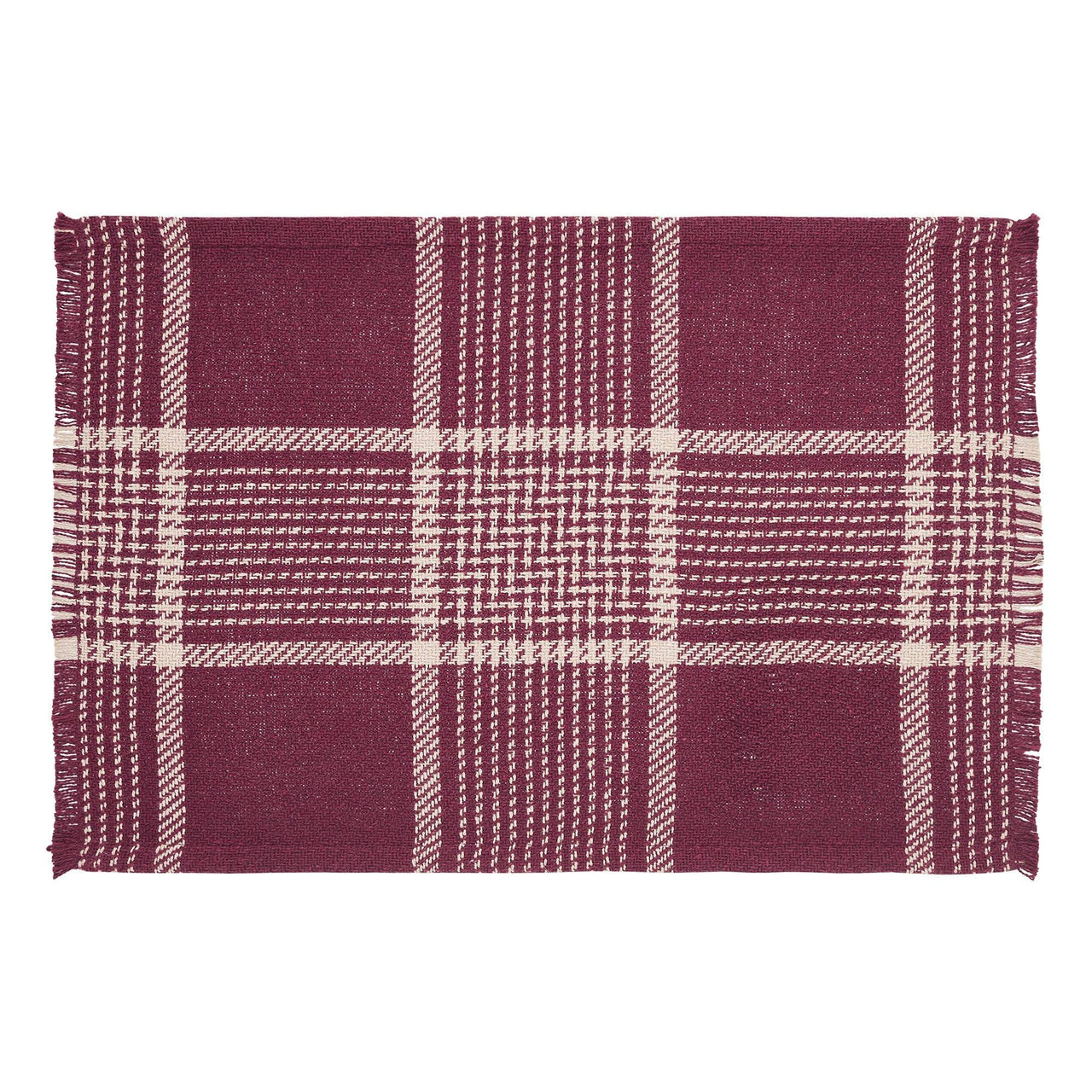 Eston Burgundy Tan Plaid Placemat Set of 2 13x19 - The Fox Decor