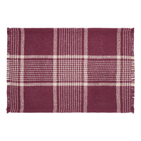 Eston Burgundy Tan Plaid Placemat Set of 2 13x19 - The Fox Decor