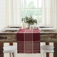 Thumbnail for Eston Burgundy Tan Plaid Runner 12x48 - The Fox Decor