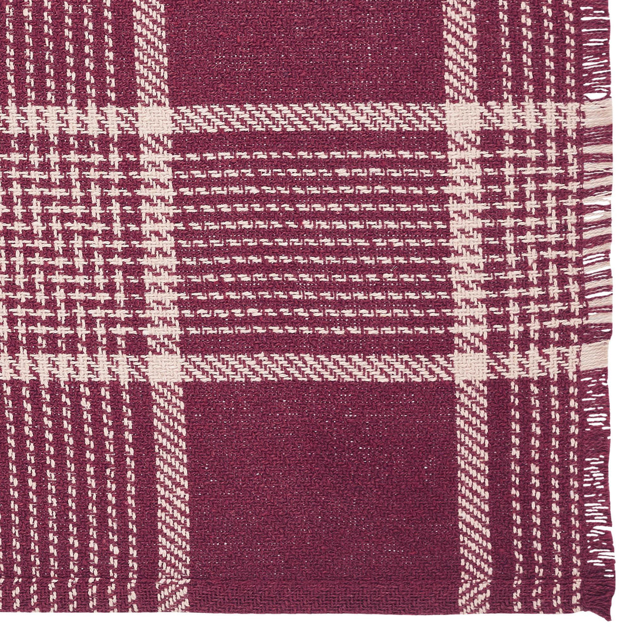 Eston Burgundy Tan Plaid Runner 12x48 - The Fox Decor