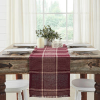 Thumbnail for Eston Burgundy Tan Plaid Runner 12x60 - The Fox Decor