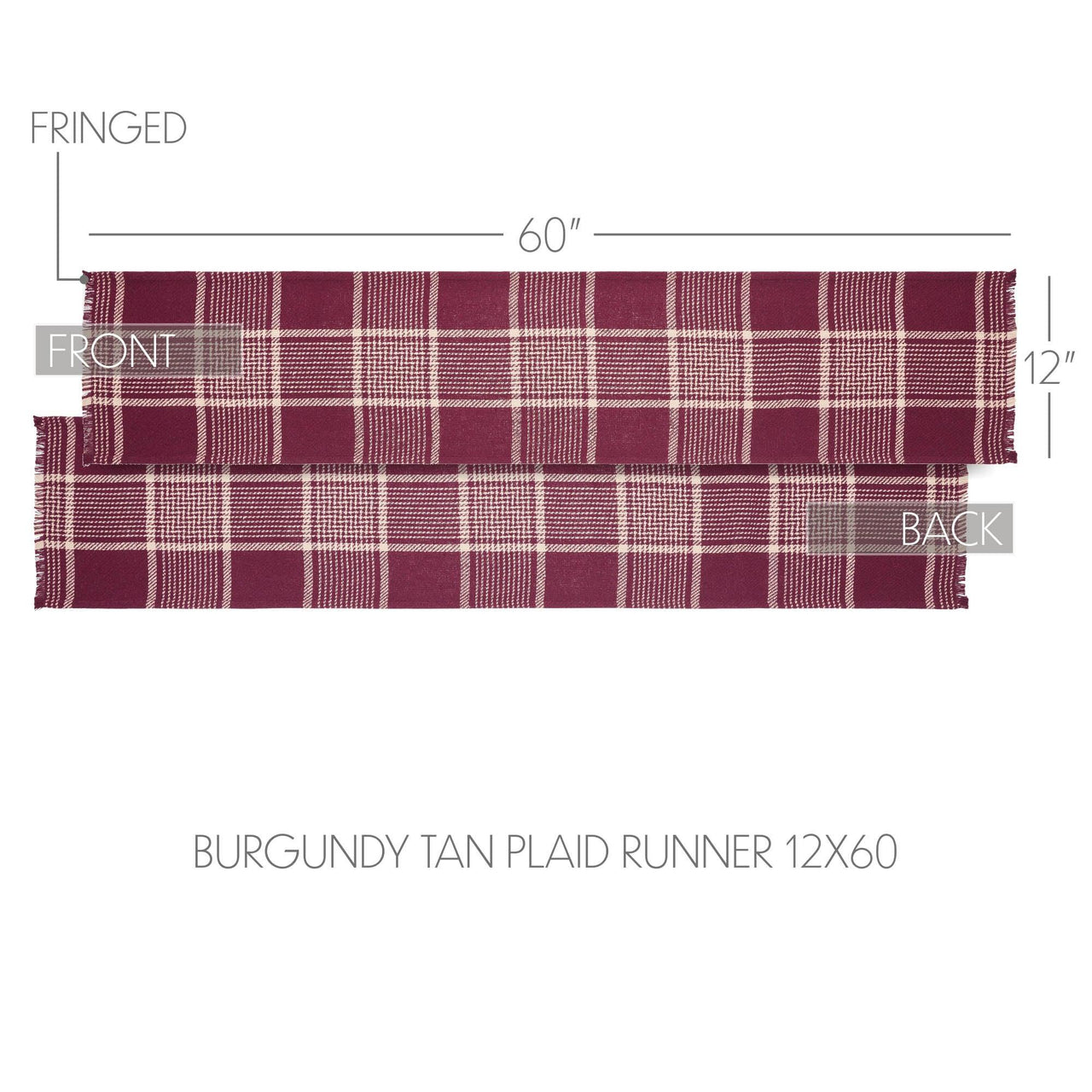 Eston Burgundy Tan Plaid Runner 12x60 - The Fox Decor