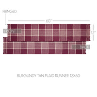 Thumbnail for Eston Burgundy Tan Plaid Runner 12x60 - The Fox Decor