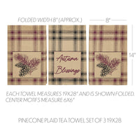 Connell Pinecone Plaid Tea Towel Set of 3 19x28 - The Fox Decor