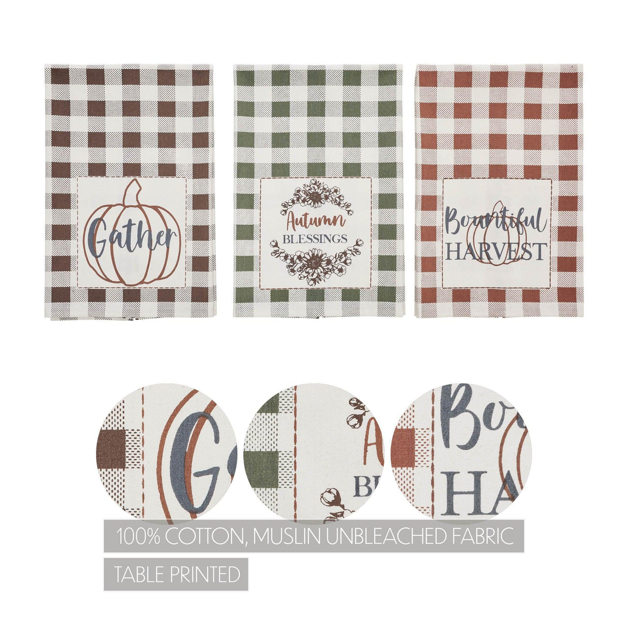 Bountifall Harvest Theme Tea Towels Set of 3 19x28 - The Fox Decor