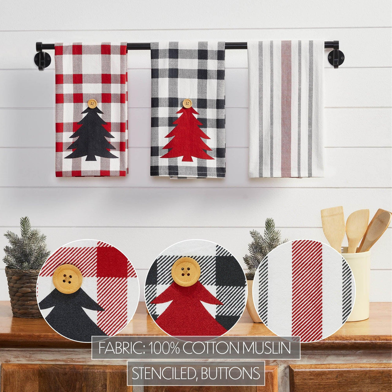 Gregor Plaid Tea Towel Set of 3 19x28 - The Fox Decor