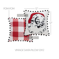 Annie Red Check Vintage Santa Pillow 12x12 - The Fox Decor