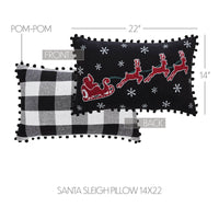 Annie Black Check Santa Sleigh Pillow 14x22 - The Fox Decor