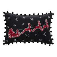 Annie Black Check Santa Sleigh Pillow 9.5x14 - The Fox Decor