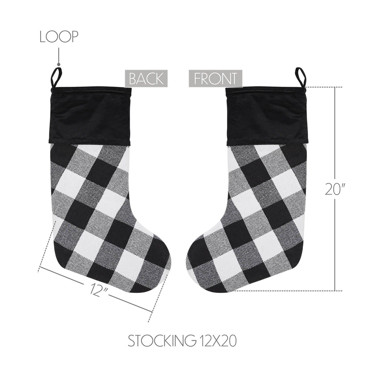 Annie Black Check Stocking 12x20 - The Fox Decor