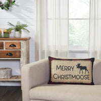 Thumbnail for Cumberland Red Black Plaid Merry Christmoose Pillow 14x22 - The Fox Decor