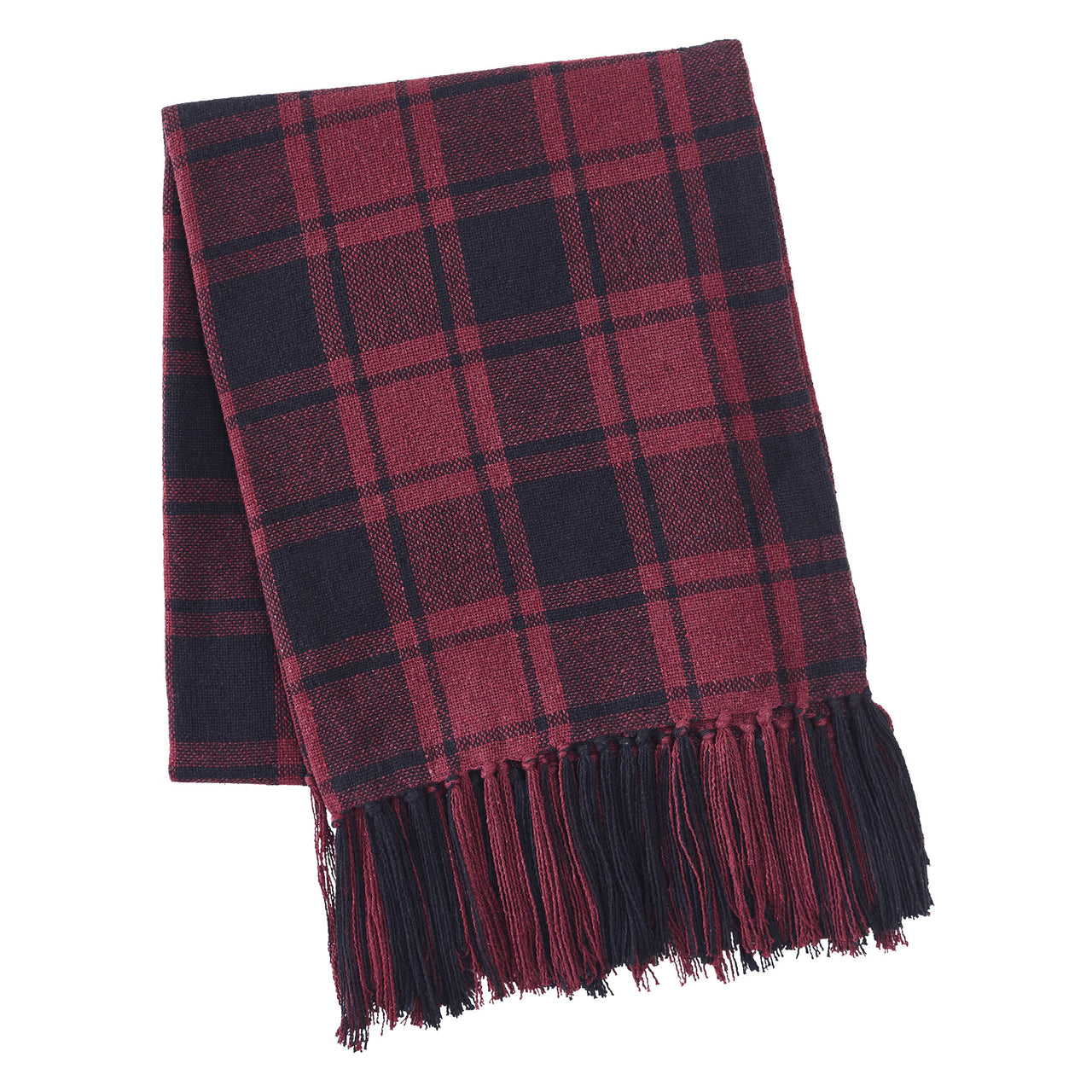 Cumberland Red Black Plaid Woven Throw 50"x60" VHC Brands