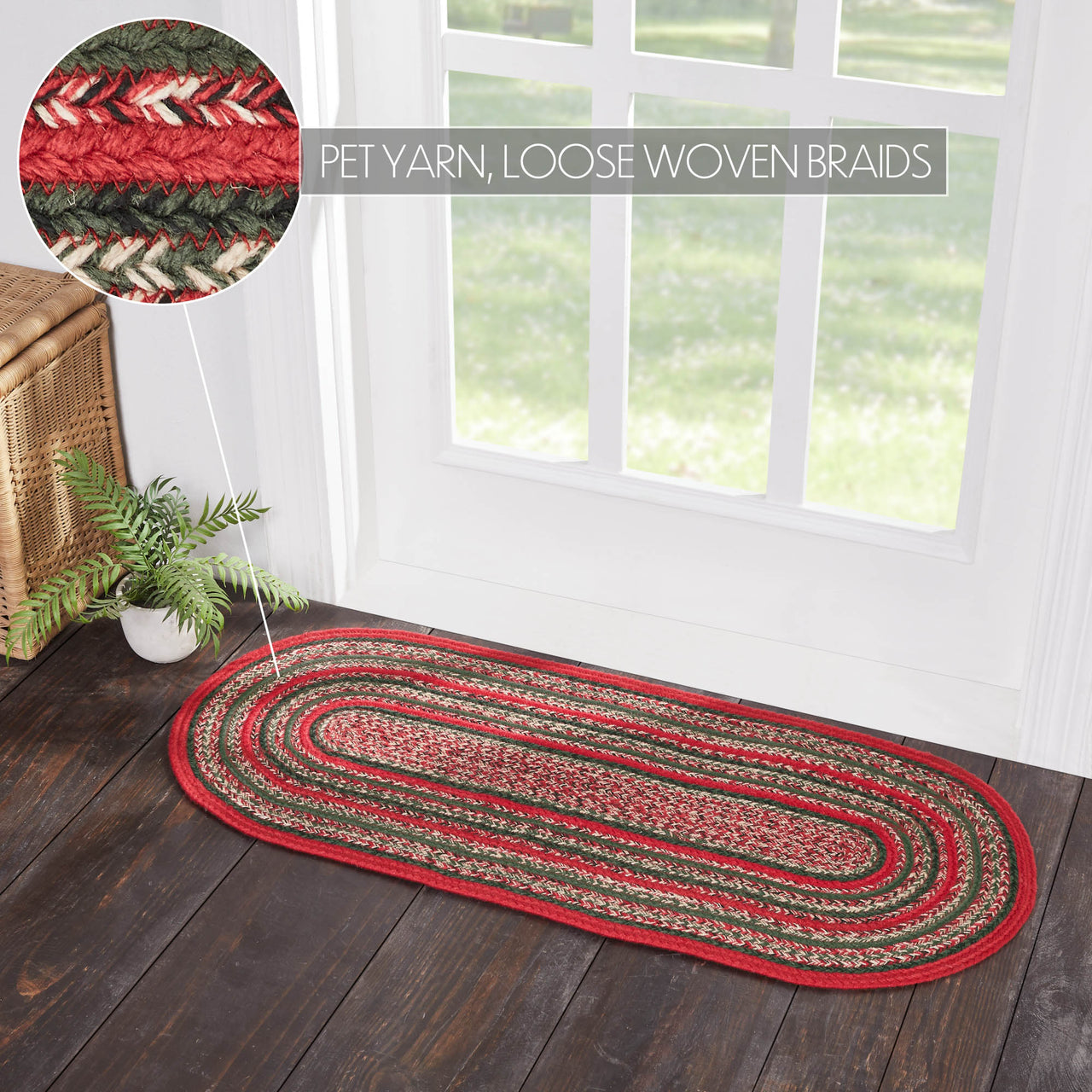 Forrester Indoor/Outdoor Braided Rug Oval 20"x46" VHC Brands - The Fox Decor