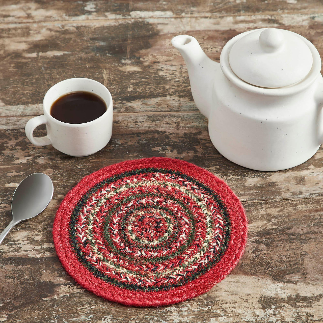 Forrester Jute Trivet 8 inch Diameter Set of 3 VHC Brands - The Fox Decor