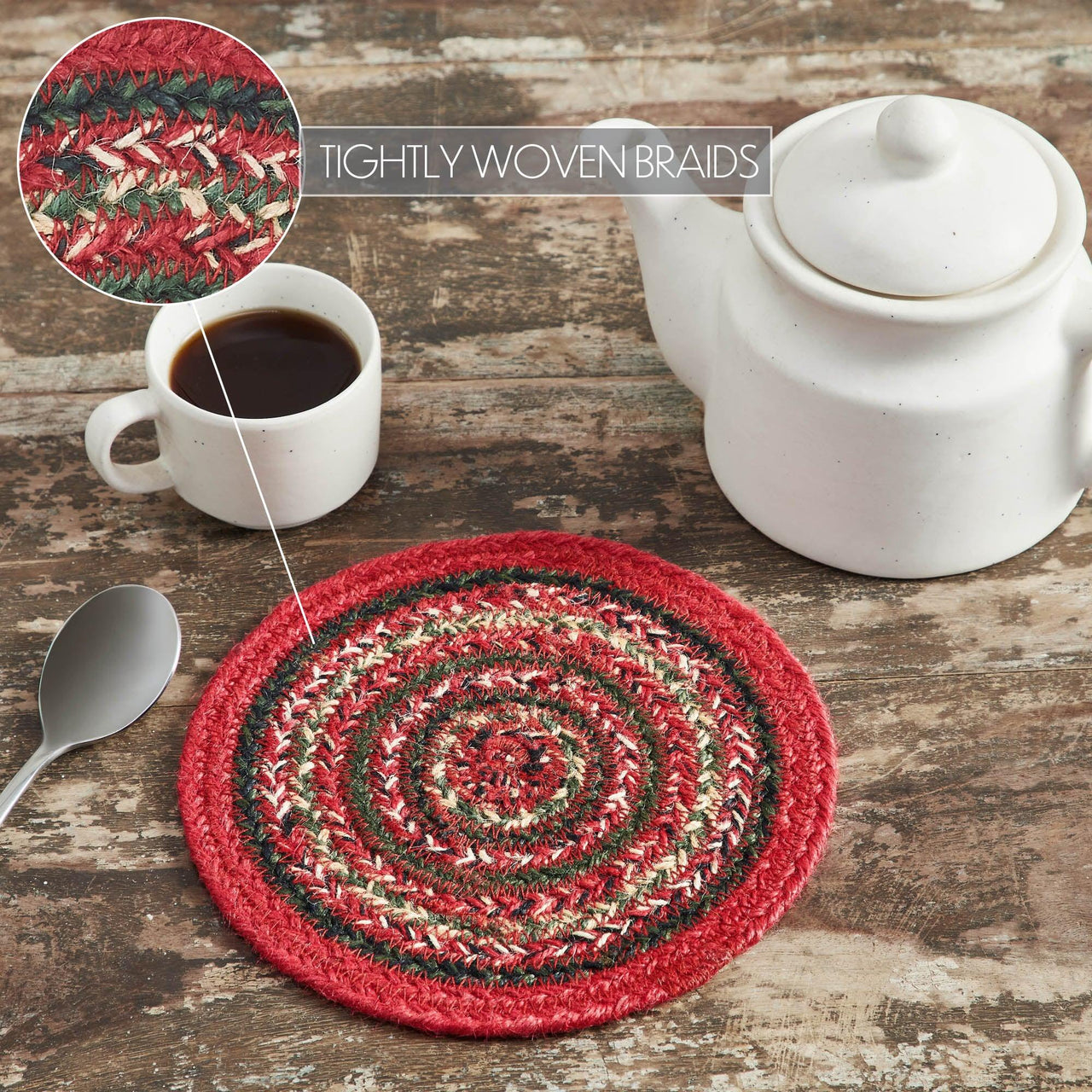 Forrester Jute Trivet 8 inch Diameter Set of 3 VHC Brands - The Fox Decor