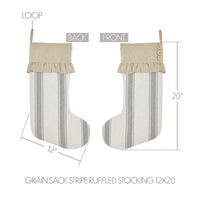 Thumbnail for Grace Grain Sack Stripe Ruffled Stocking 12x20 - The Fox Decor