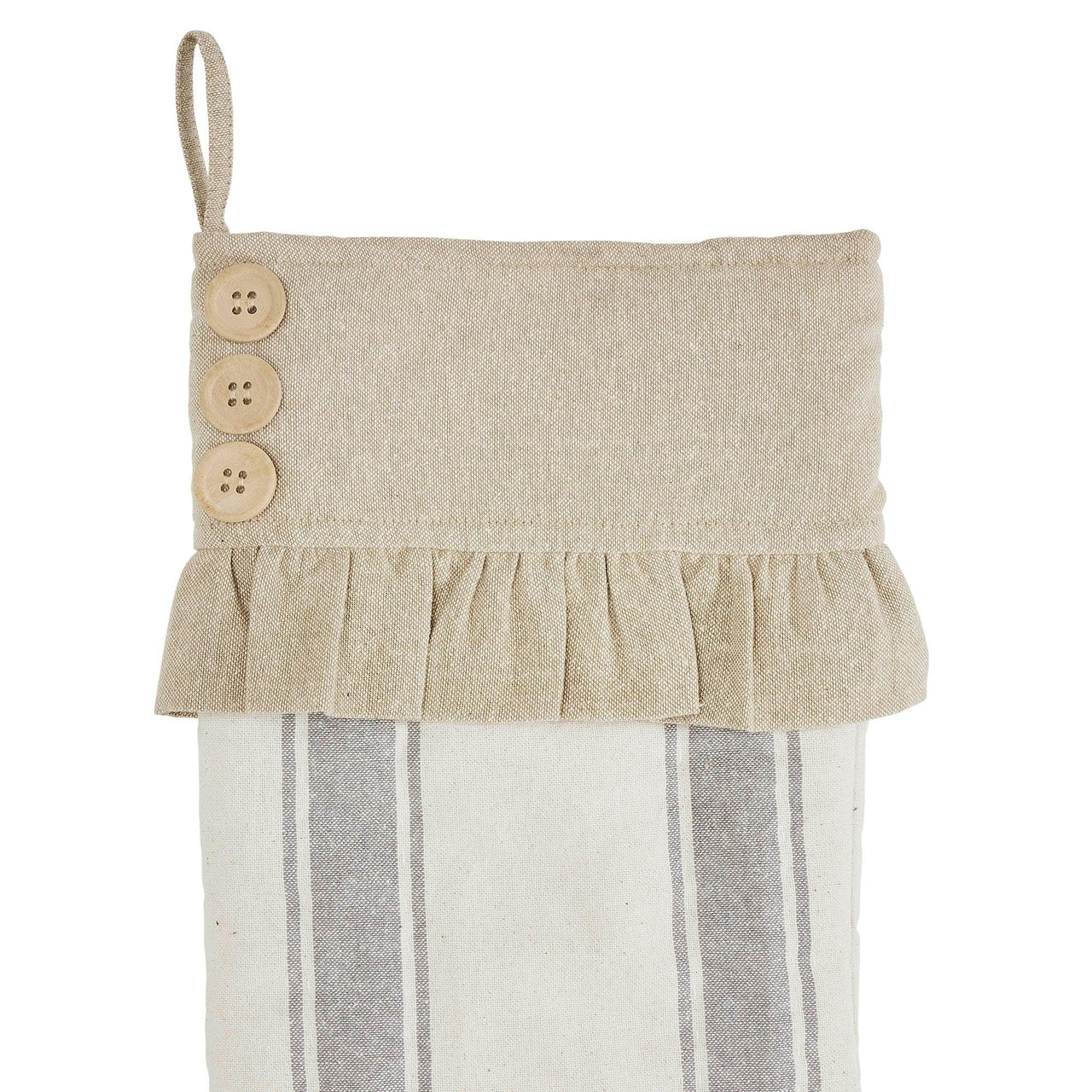 Grace Grain Sack Stripe Ruffled Stocking 12x20 - The Fox Decor