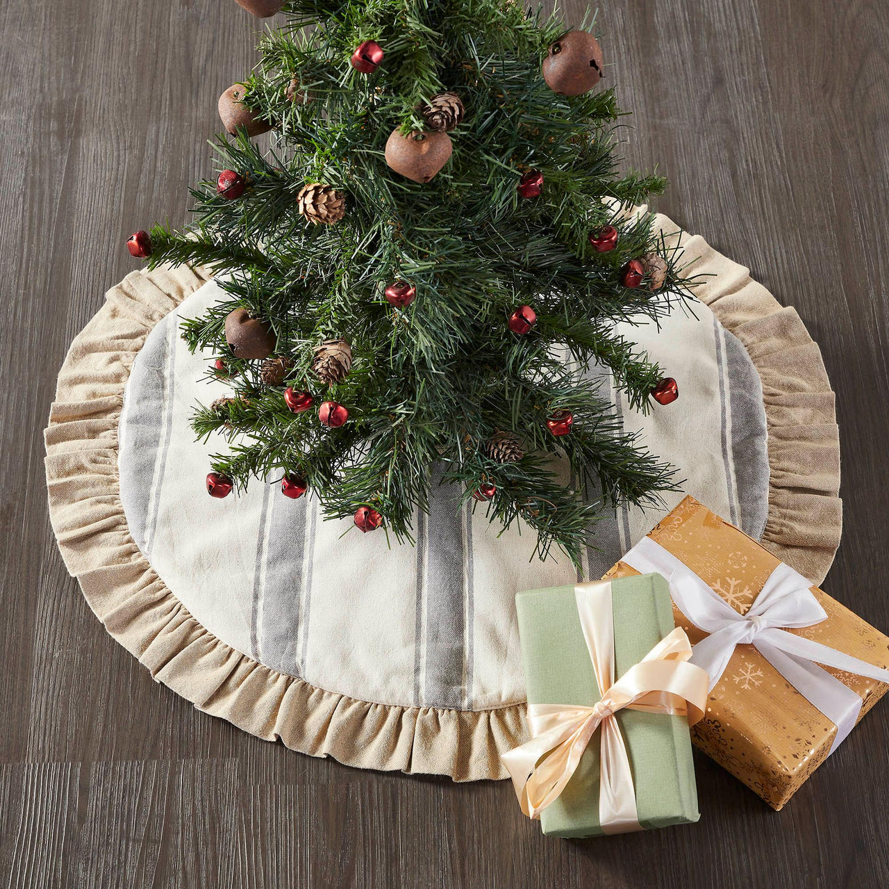 Grace Grain Sack Stripe Tree Skirt 24 - The Fox Decor