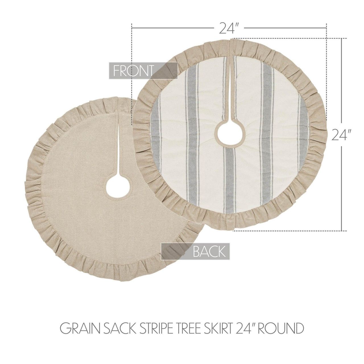 Grace Grain Sack Stripe Tree Skirt 24 - The Fox Decor