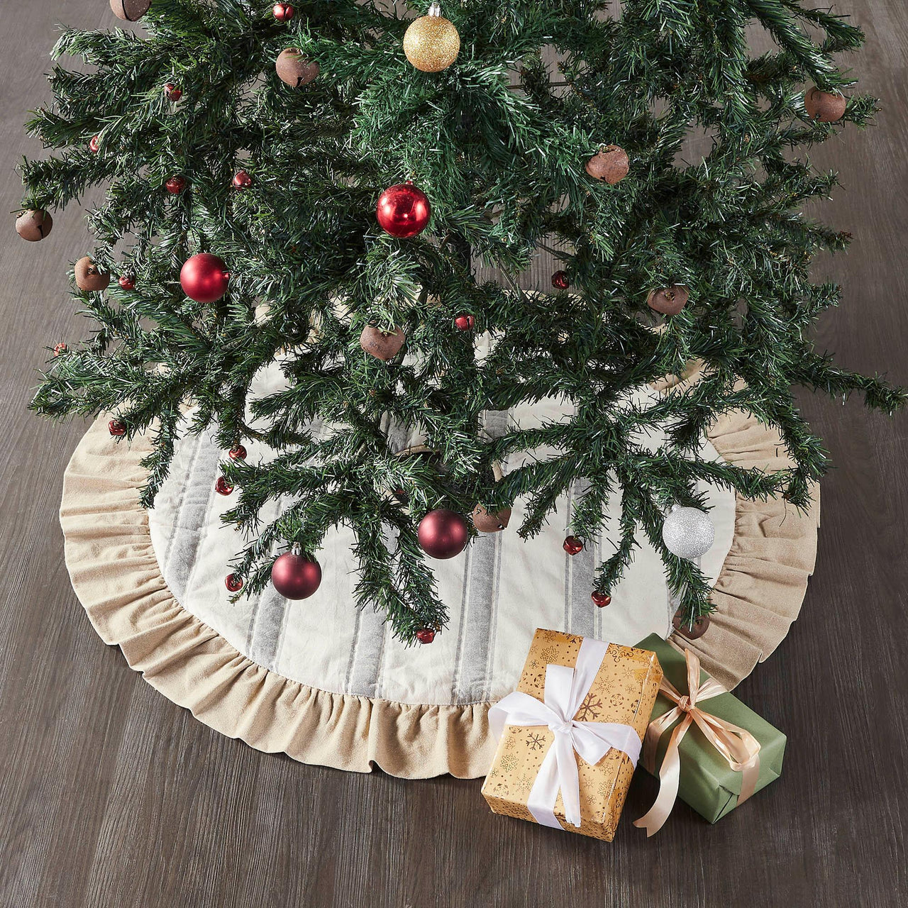 Grace Grain Sack Stripe Tree Skirt 36 - The Fox Decor