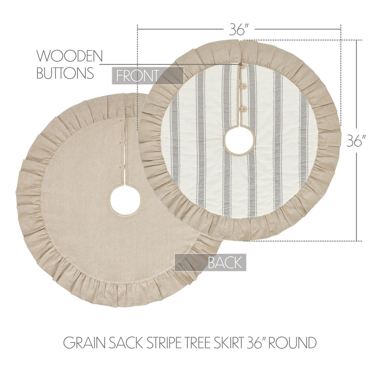 Grace Grain Sack Stripe Tree Skirt 36 - The Fox Decor