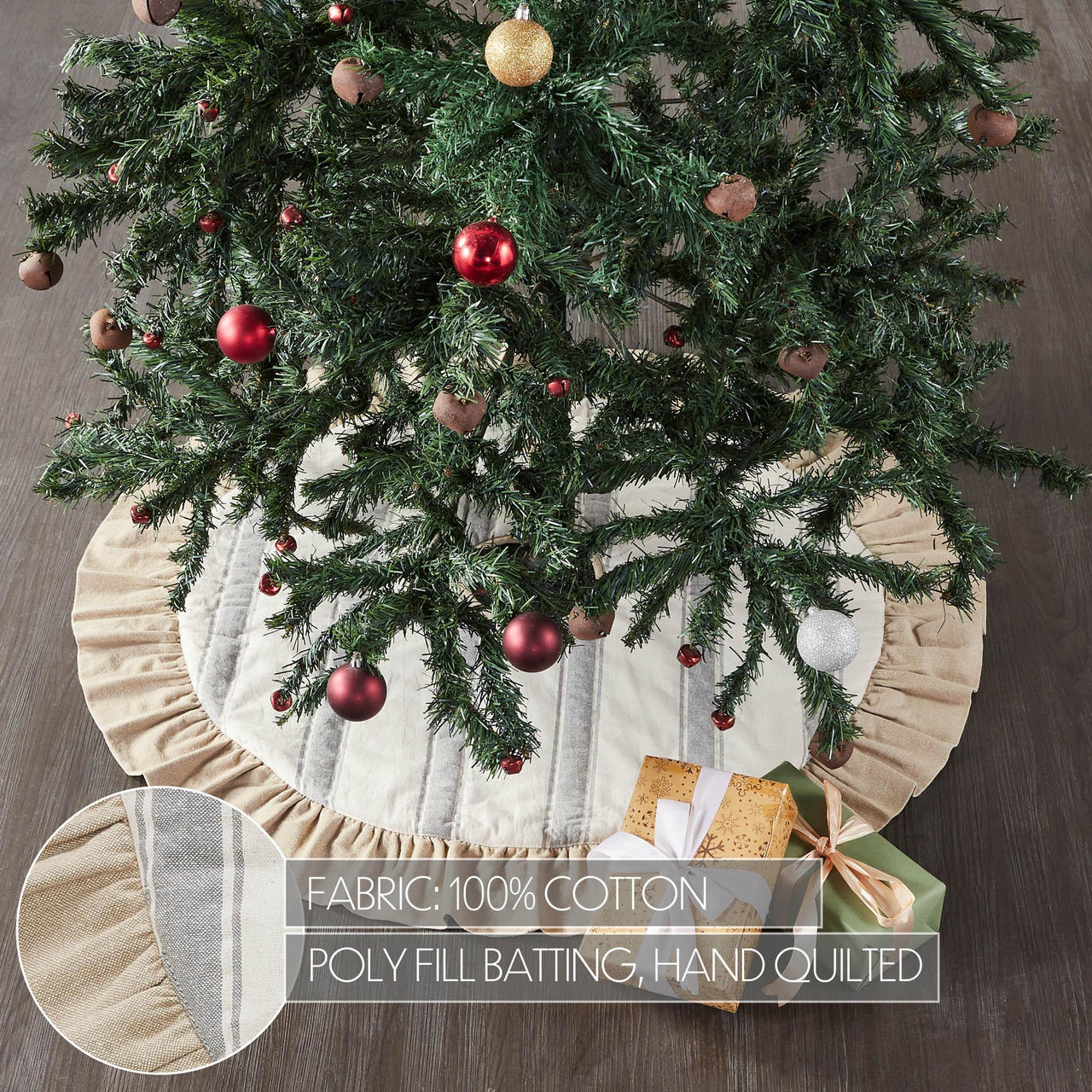 Grace Grain Sack Stripe Tree Skirt 36 - The Fox Decor