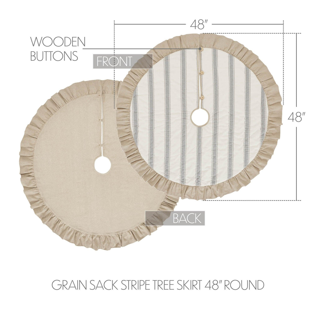 Grace Grain Sack Stripe Tree Skirt 48 - The Fox Decor