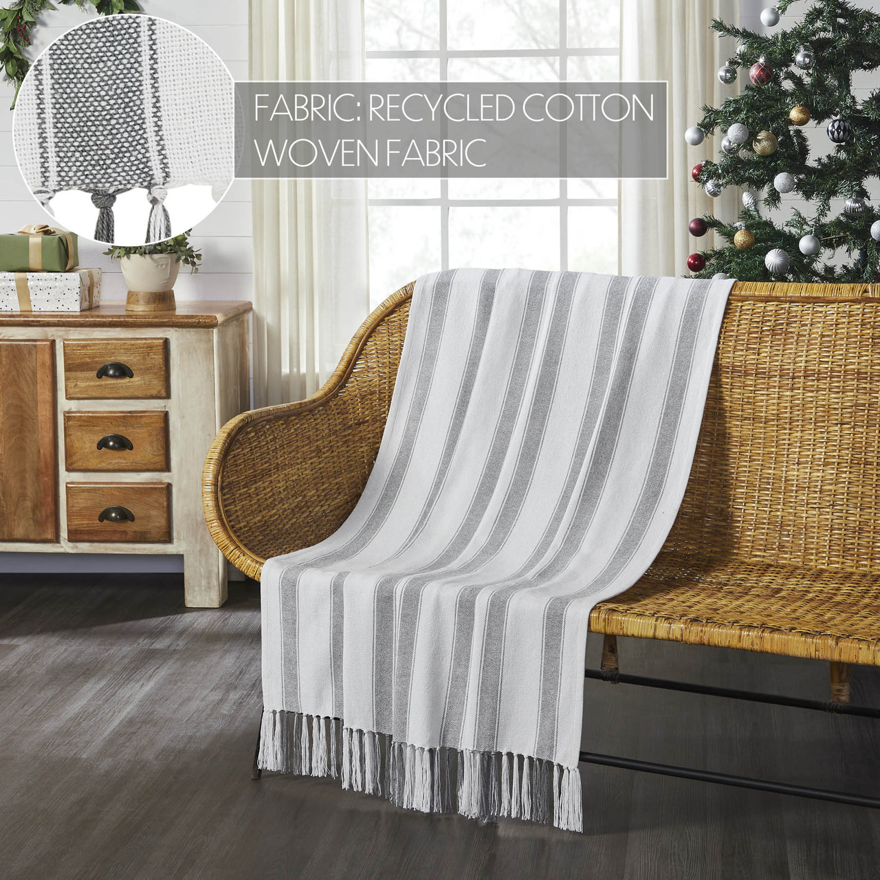 Grace Grain Sack Stripe Woven Throw 50"x60" VHC Brands