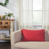 Thumbnail for Gallen Red White Pillow Fringed 14x22 - The Fox Decor