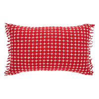 Thumbnail for Gallen Red White Pillow Fringed 14x22 - The Fox Decor