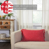 Thumbnail for Gallen Red White Pillow Fringed 14x22 - The Fox Decor
