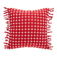 Thumbnail for Gallen Red White Pillow Fringed 12x12 - The Fox Decor