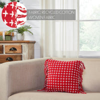 Thumbnail for Gallen Red White Pillow Fringed 12x12 - The Fox Decor