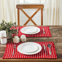 Thumbnail for Gallen Red White Placemat Set of 2 Fringed 13x19 - The Fox Decor