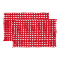 Thumbnail for Gallen Red White Placemat Set of 2 Fringed 13x19 - The Fox Decor